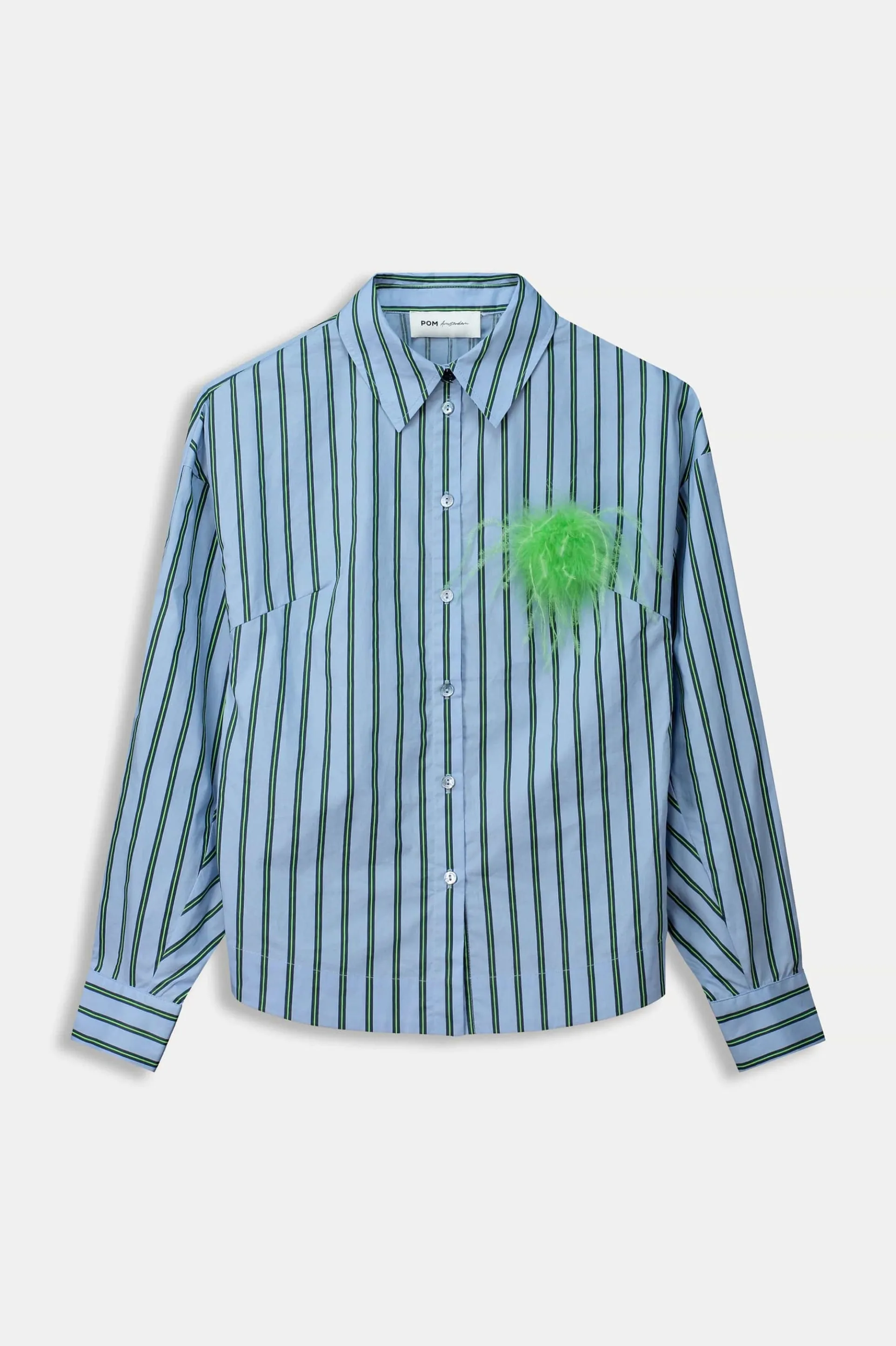 BLOUSE Striped Poplin Cloudy Blue