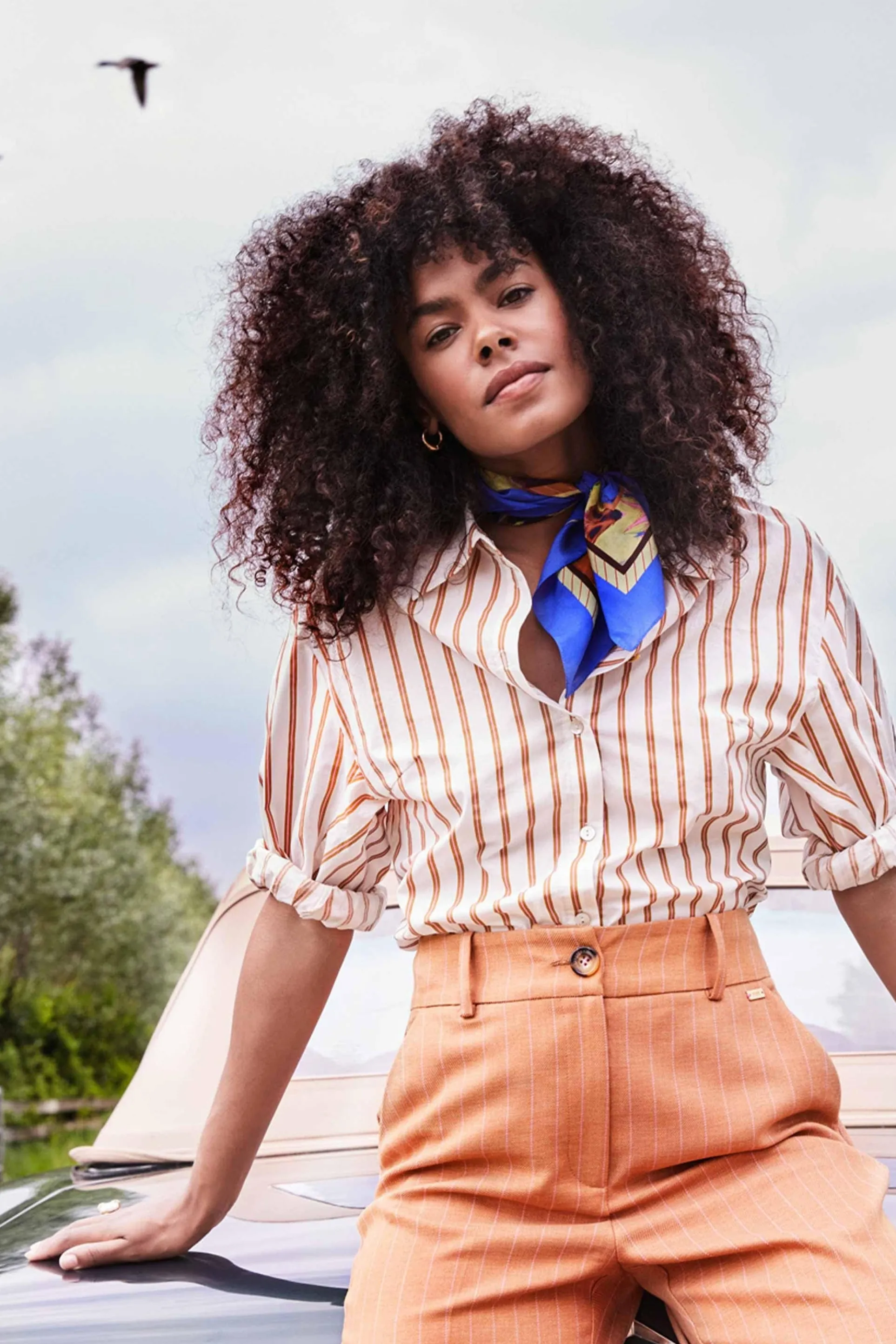 BLOUSE Striped Poplin White