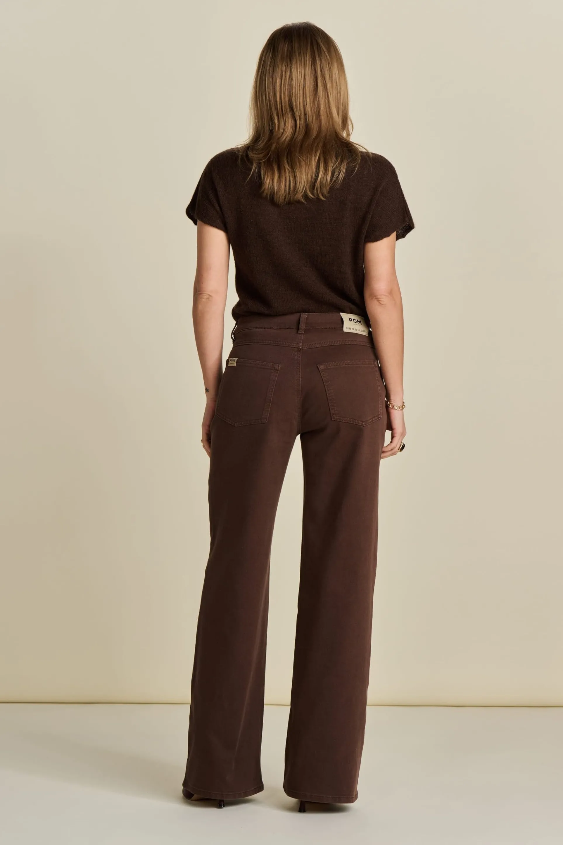 JEANS Wide Leg Washed Brown